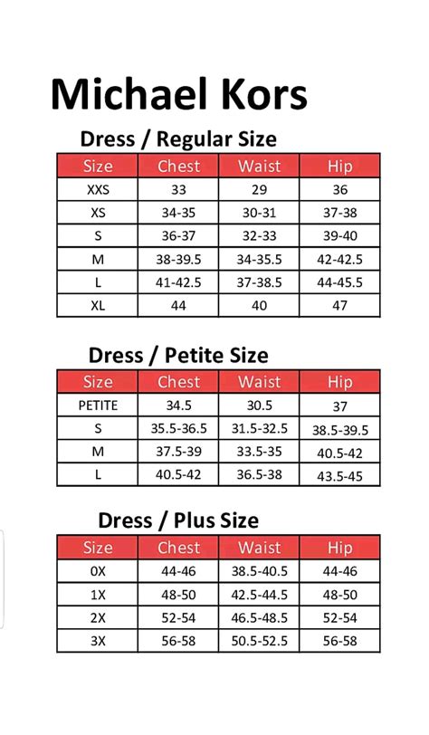 michael kors size chart dress|michael kors pants size chart.